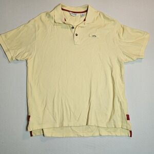 Orvis Men's Yellow Polo Shirt XL 100% Cotton Red Trim Classic Fit Casual Golf